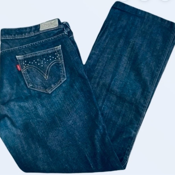 LEVI’S 👖 SILVER TAG RED TAB EMBELLISHED STRETCH BLING BOOTCUT JEANS Women’s 16 M - Picture 2 of 10